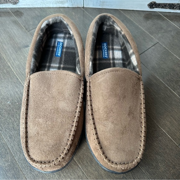 Dockers Men's Moccasin Slippers Suede Slip On Plaid Size 11/12 - Picture 2 of 8